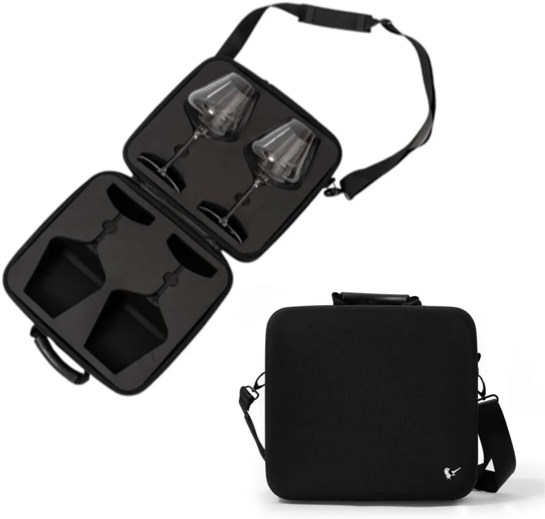 2pcs Wine Glass Carrying Case Holder Carrier – Durable Travel Case with EVA Foam Inserts, Fits Zalto, Spiegelau, Gabriel Gold Series (Glasses Not Included)