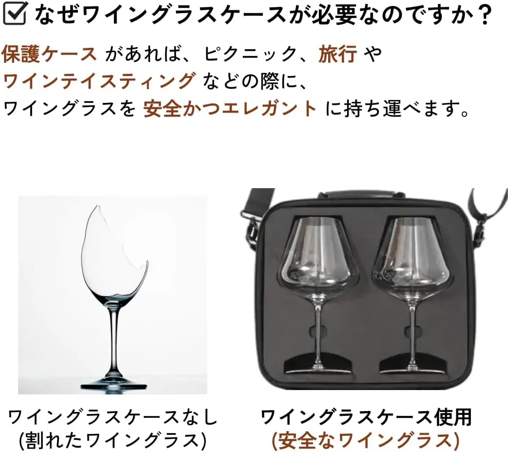 2pcs Wine Glass Carrying Case Holder Carrier – Durable Travel Case with EVA Foam Inserts, Fits Zalto, Spiegelau, Gabriel Gold Series (Glasses Not Included)