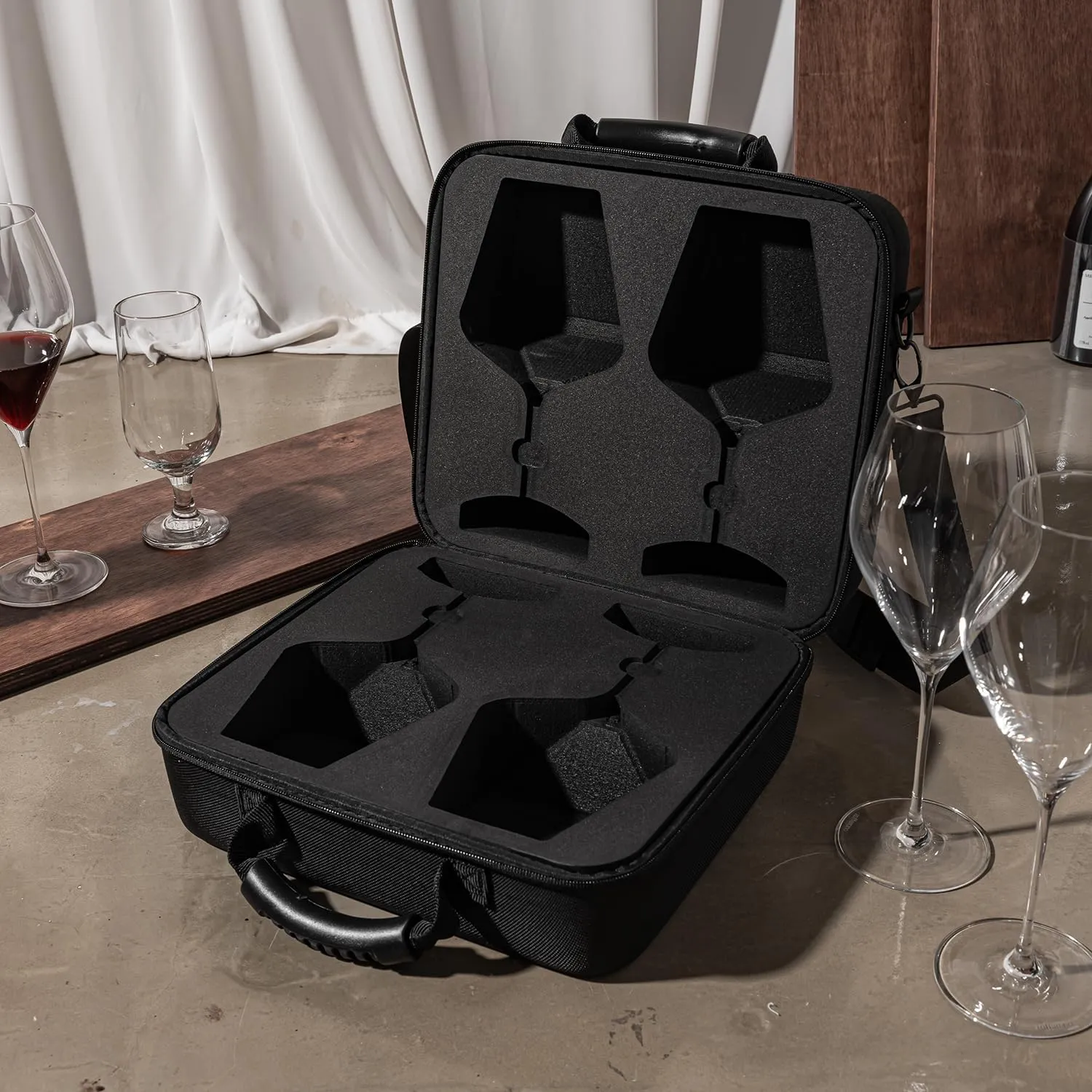 2pcs Wine Glass Carrying Case Holder Carrier – Durable Travel Case with EVA Foam Inserts, Fits Zalto, Spiegelau, Gabriel Gold Series (Glasses Not Included)
