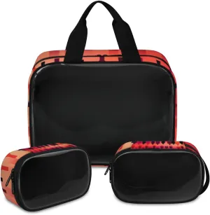 3 PCS Travel Makeup Bag Set Abstract Wine Bottles Translucent Cosmetic Bags Portable Toiletry Bag for Women Makeup & Skincare Storage for Travel & Daily Use