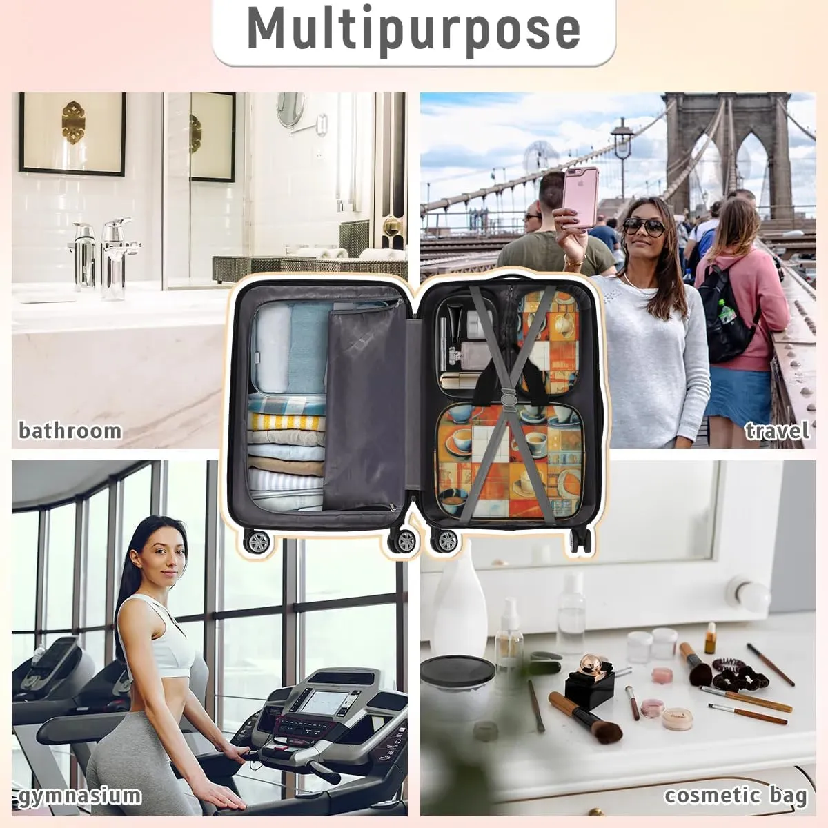 3 PCS Travel Makeup Bag Set Coffee Tableware Translucent Cosmetic Bags Portable Toiletry Bag for Women Makeup & Skincare Storage for Travel & Daily Use