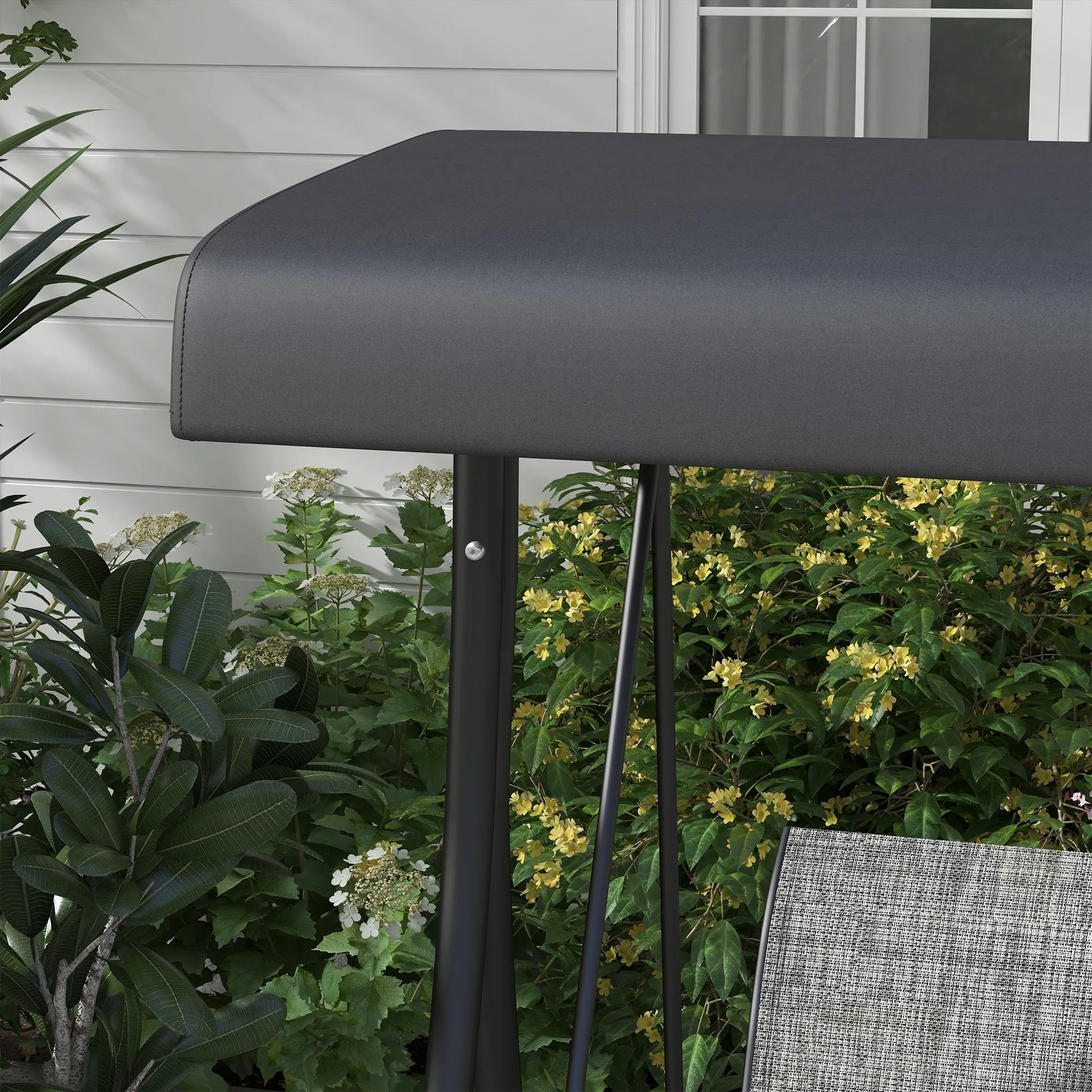 3 Person Porch Swing Outdoor Swing Chair with High Back Design, Side Pouches and Adjustable Canopy, Mixed Grey
