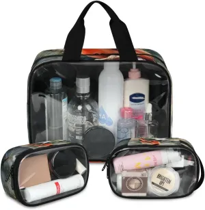 3 Piece Notable Birds Cosmetic Bag Translucent Cosmetic Bag Clear Storage Bags Portable Toiletry Bag Makeup Bags With Zipper PVC Cosmetic Pouch For Travel Camping