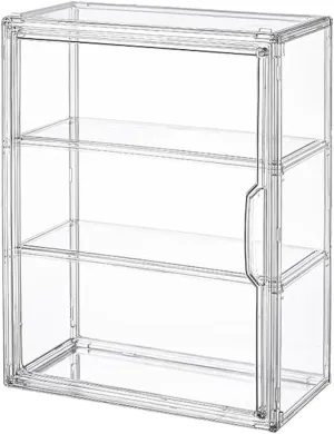 3 Tiers Clear Display Case for Figures, Acrylic Storage Organizers Box with Magnetic Door, Wall-Mounted Dustproof Showcase for Collectibles Action Figure