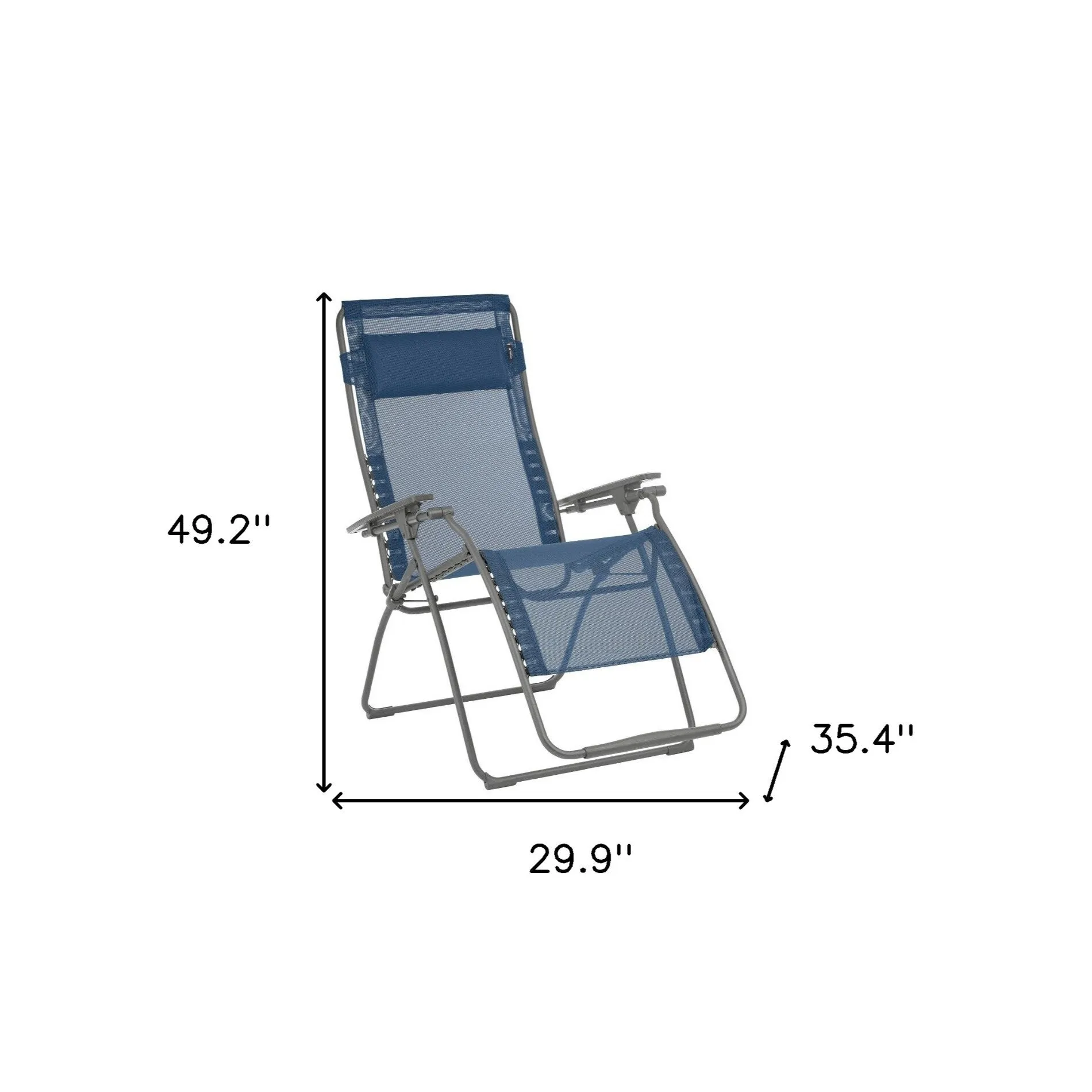 30 Inch Steel Outdoor Zero Gravity Chair with Cushion Sling Seat - 29.9” x 35.4” x 49.2”