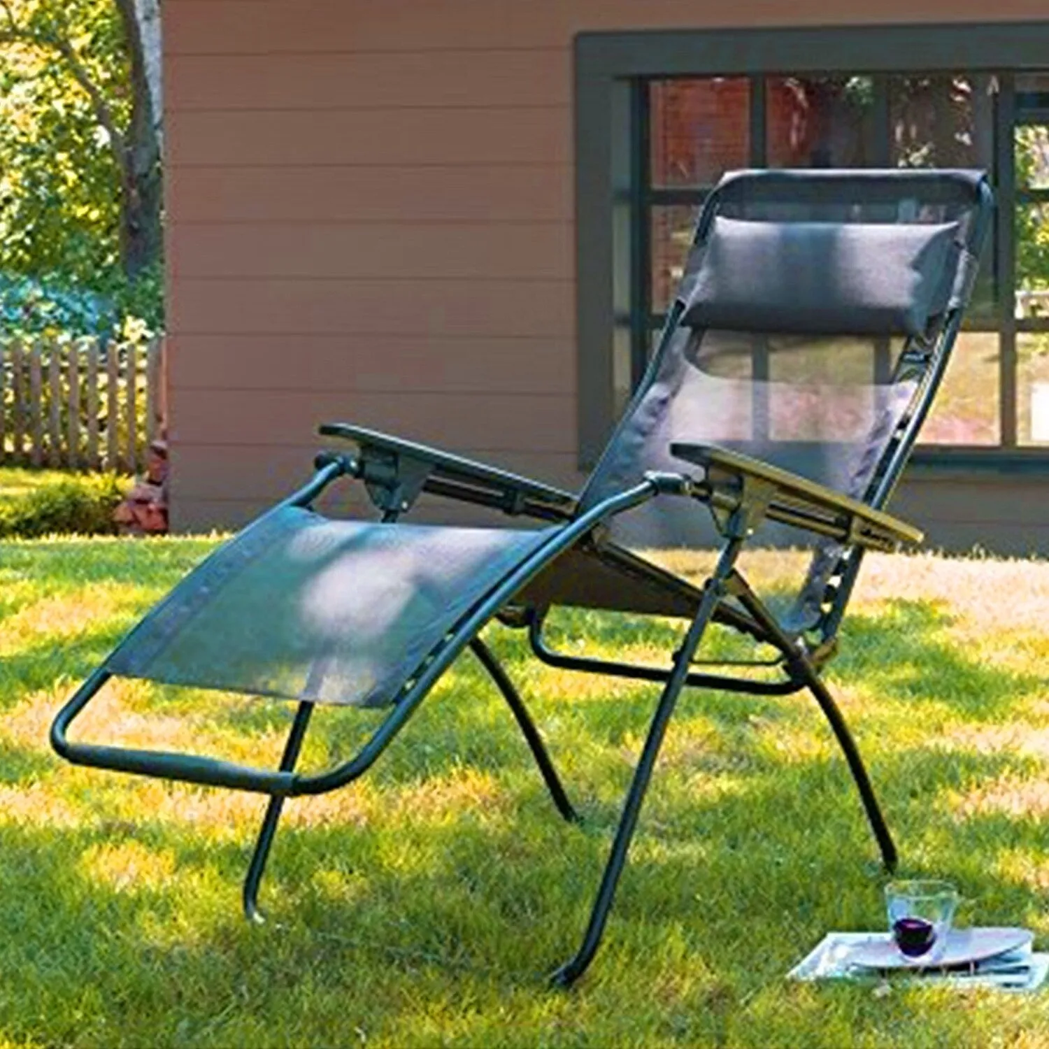30 Inch Steel Outdoor Zero Gravity Chair with Cushion Sling Seat - 29.9” x 35.4” x 49.2”