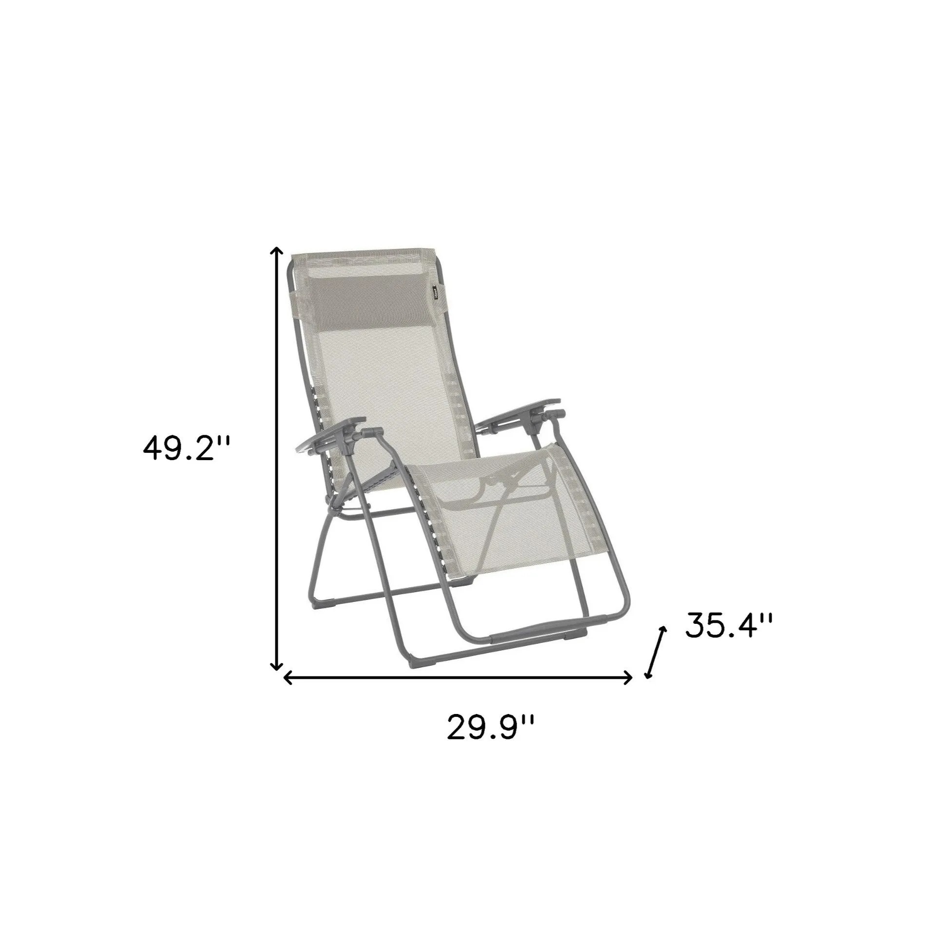 30 Inch Steel Outdoor Zero Gravity Chair with Cushion Sling Seat - 29.9” x 35.4” x 49.2”