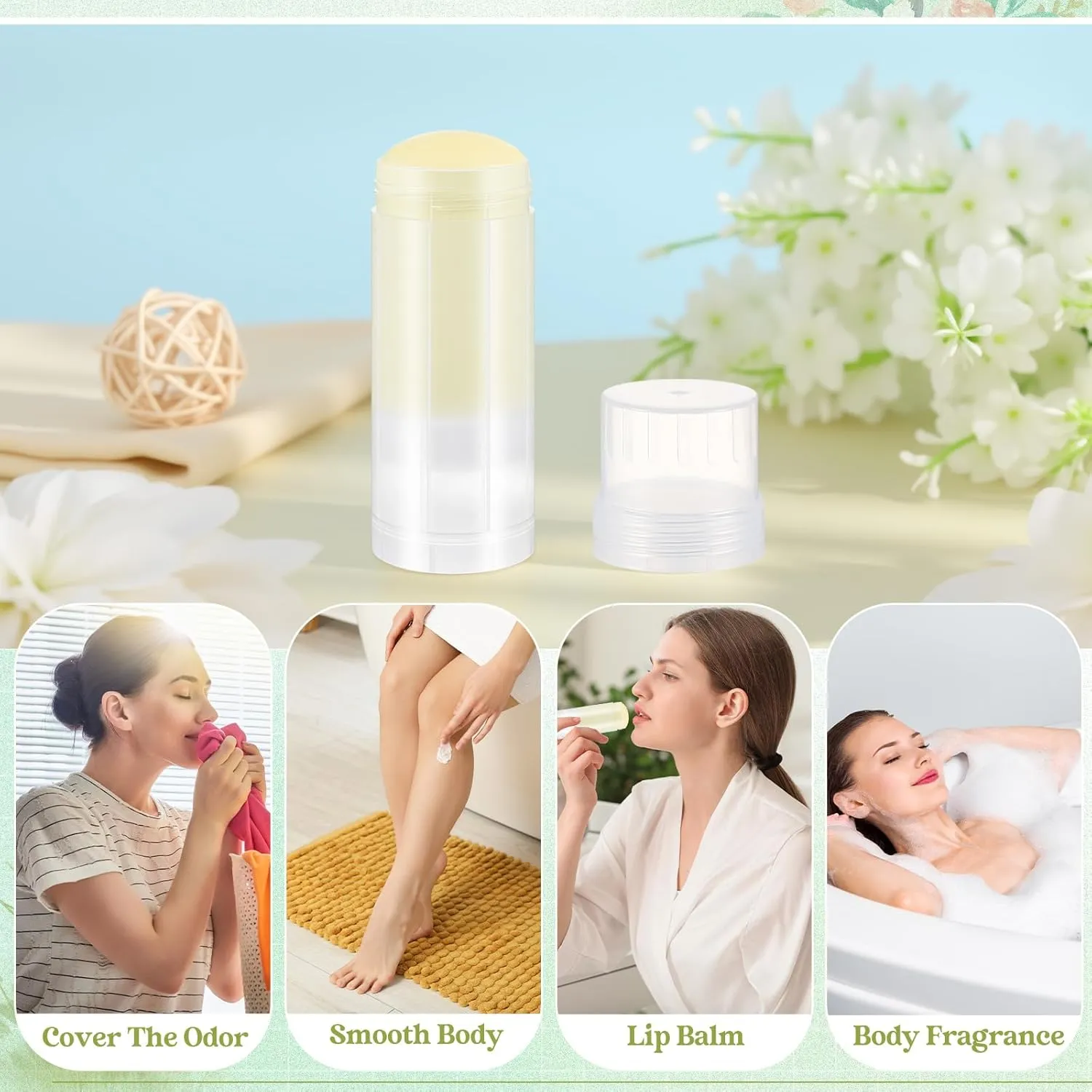 30 Pcs 60ml/2oz Empty Deodorant Containers Twist Up Filling Bottle Refillable Plastic Deodorant Holder Tube for Homemade Lipstick Sunscreen Balm Lotion Bar (Translucent)