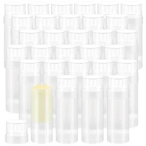 30 Pcs 60ml/2oz Empty Deodorant Containers Twist Up Filling Bottle Refillable Plastic Deodorant Holder Tube for Homemade Lipstick Sunscreen Balm Lotion Bar (Translucent)