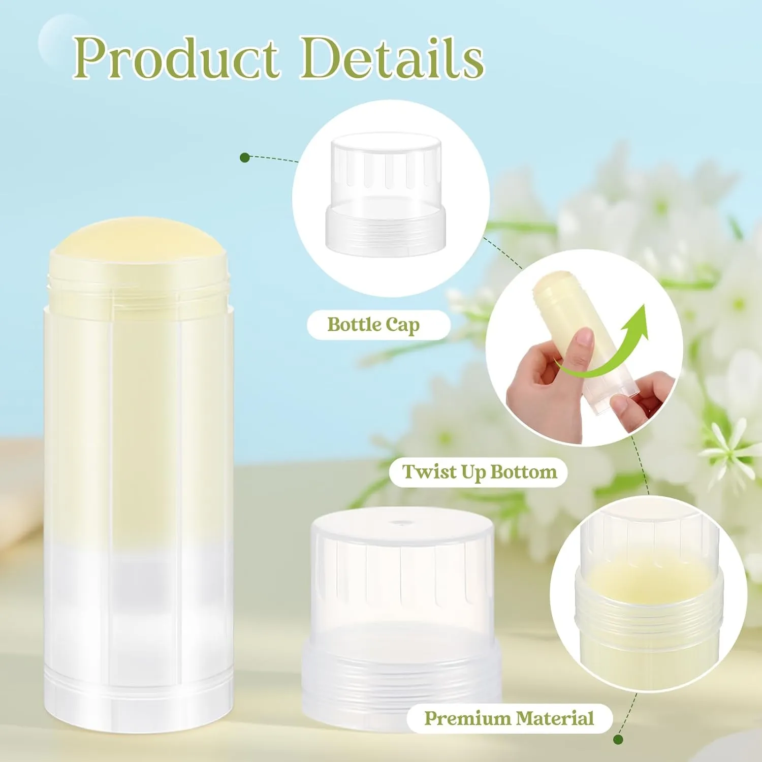 30 Pcs 60ml/2oz Empty Deodorant Containers Twist Up Filling Bottle Refillable Plastic Deodorant Holder Tube for Homemade Lipstick Sunscreen Balm Lotion Bar (Translucent)