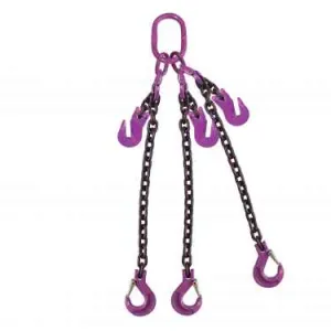 3/4" x 10' - Adjustable 3 Leg Chain Sling w/ Sling Hooks - Grade 100