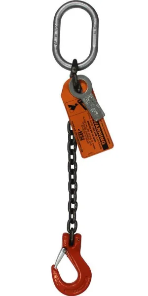 3/8" x 3' Single Leg Chain Sling | 8,800 Lbs WLL | Oblong Link-to-Sling Hook Ends | Grade 100 Alloy | 3/4" Master Link | for Tough Conditions | Hanes Supply (HSI)