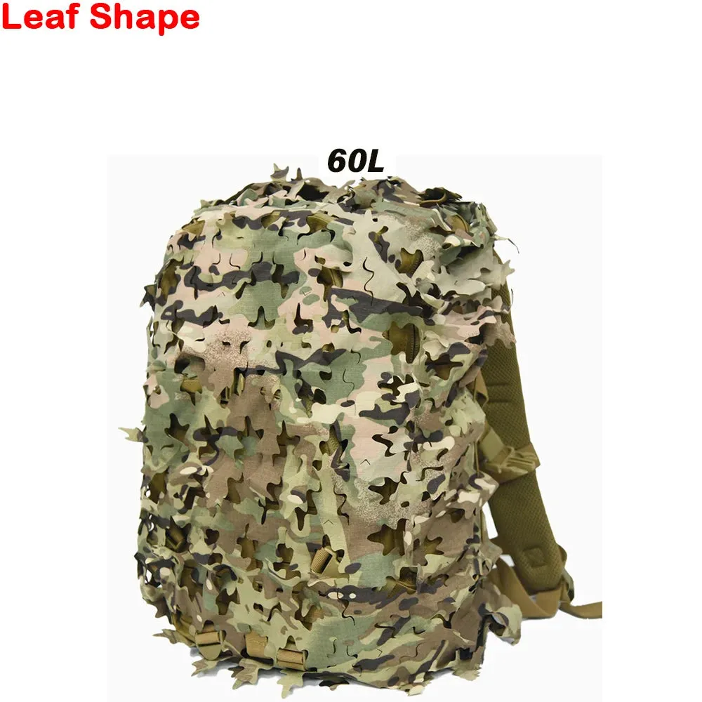 3D Camo Net Backpack Cover – Laser Cut Camouflage for Hunting & Paintball (60L/80L)