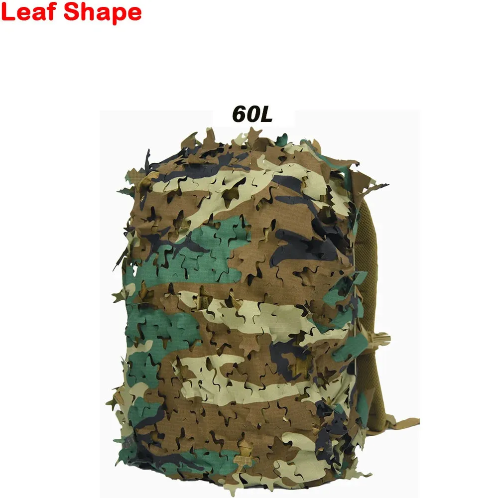 3D Camo Net Backpack Cover – Laser Cut Camouflage for Hunting & Paintball (60L/80L)