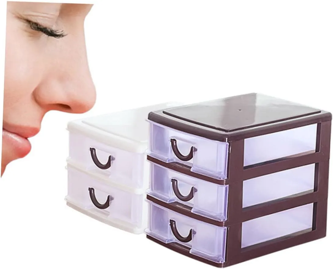 3layer Brown Plastic Drawer Storage Box Multifunctional Translucent Organizer for Desktop Sundries Cosmetics and Office Supplies Design with Handle for Easy Mobility