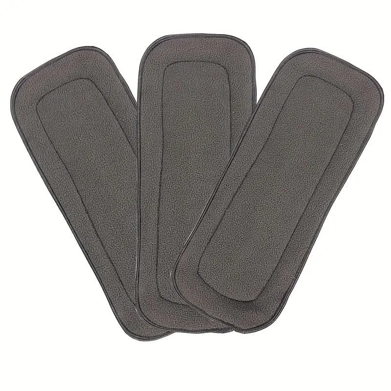 3pcs Bamboo Charcoal Cloth Diaper Inserts, 5-Layer Absorbent