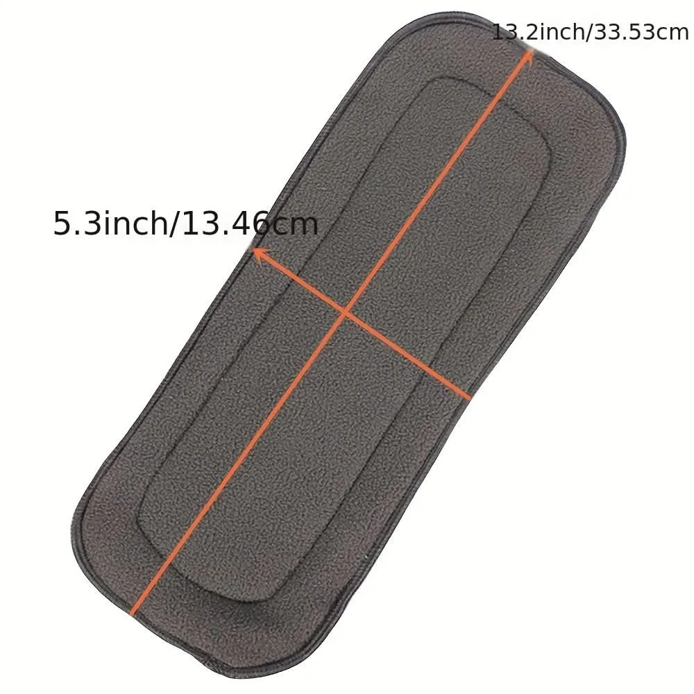 3pcs Bamboo Charcoal Cloth Diaper Inserts, 5-Layer Absorbent