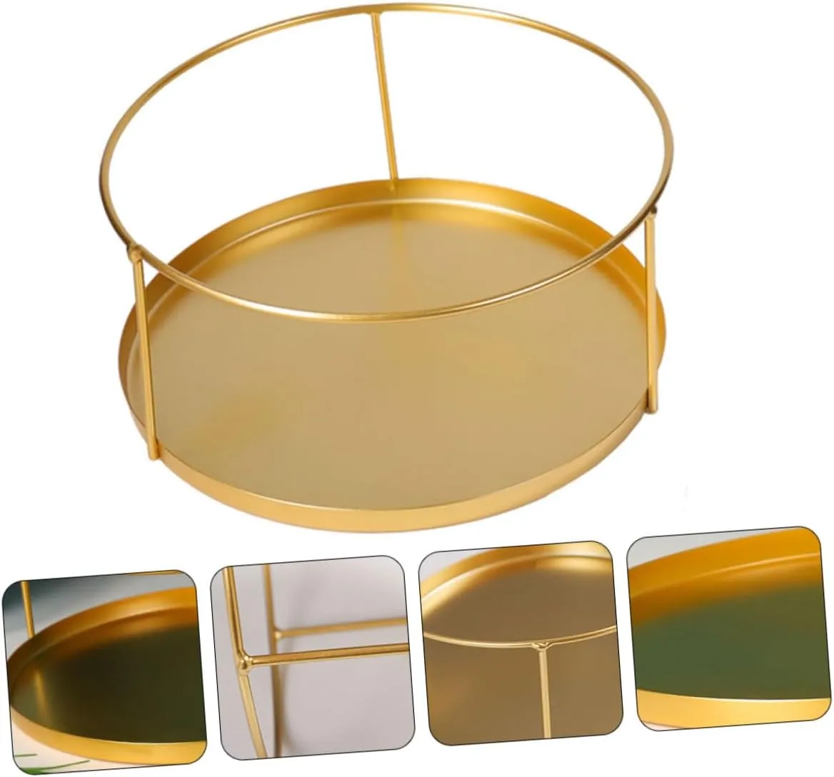 3pcs Small Jewelry Tray Round Metal Storage Stackable Trays Jewelry Display Stand Stylish Desktop Sundries Plate
