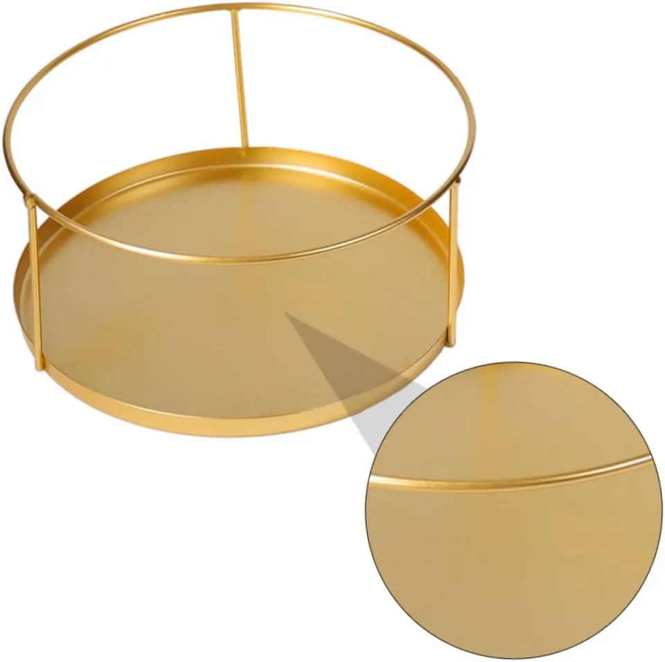 3pcs Small Jewelry Tray Round Metal Storage Stackable Trays Jewelry Display Stand Stylish Desktop Sundries Plate