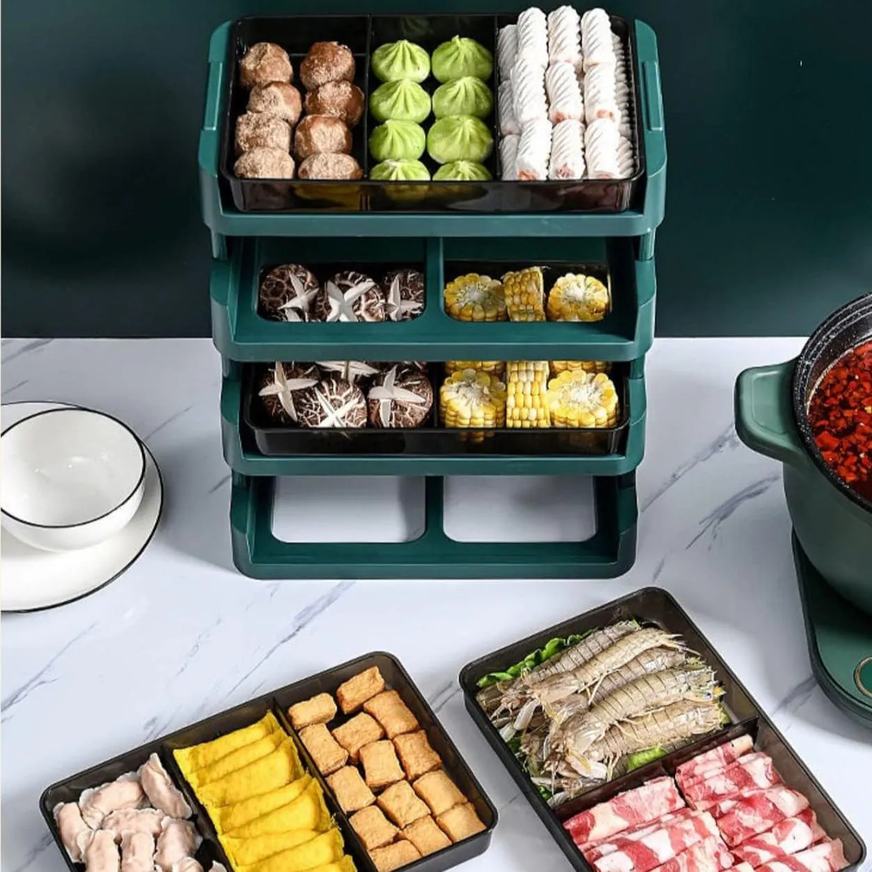 4 Layer Kitchen Stackable Tray Rack