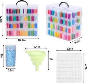 4-Tier Diamond Painting Storage Container, 200Slots Portable Bead Organizer Box, Stackable Crafts Organizers for DIY Diamond Art Craft Jewelry Bead Storage
