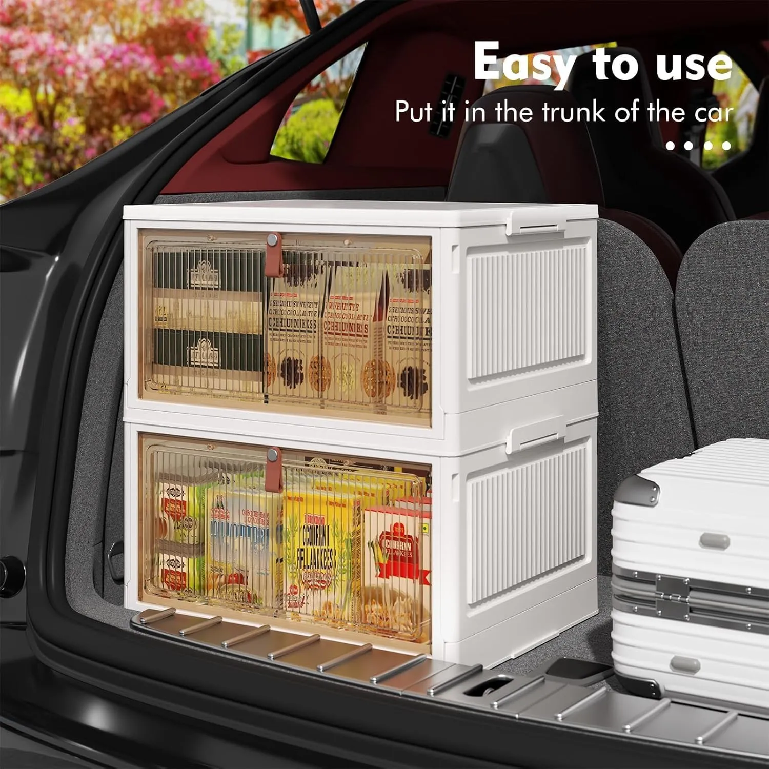 4 Tier Storage Bins with Lid 28QT - Stackable Storage Bins with Wheels, Folding Storage Boxes, Collapsible Storage Bins, Closet Organizers and Storage for Living Room