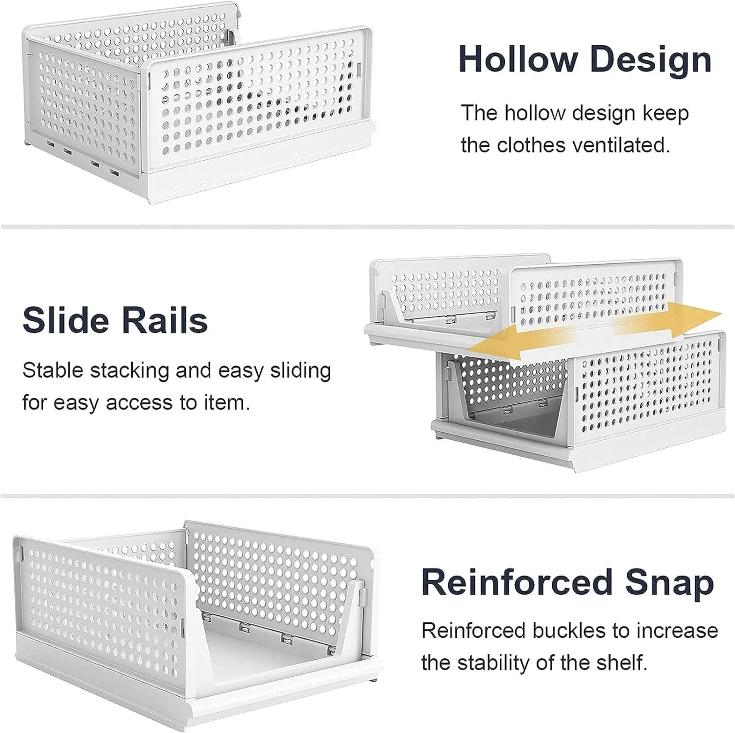 4 Wardrobe Stackable Bargain Closet Foldable Storage Bin Organizer Clothes Storage Drawer Organizer Shelf Plastic Box Basket, Pack Heavy-duty Container