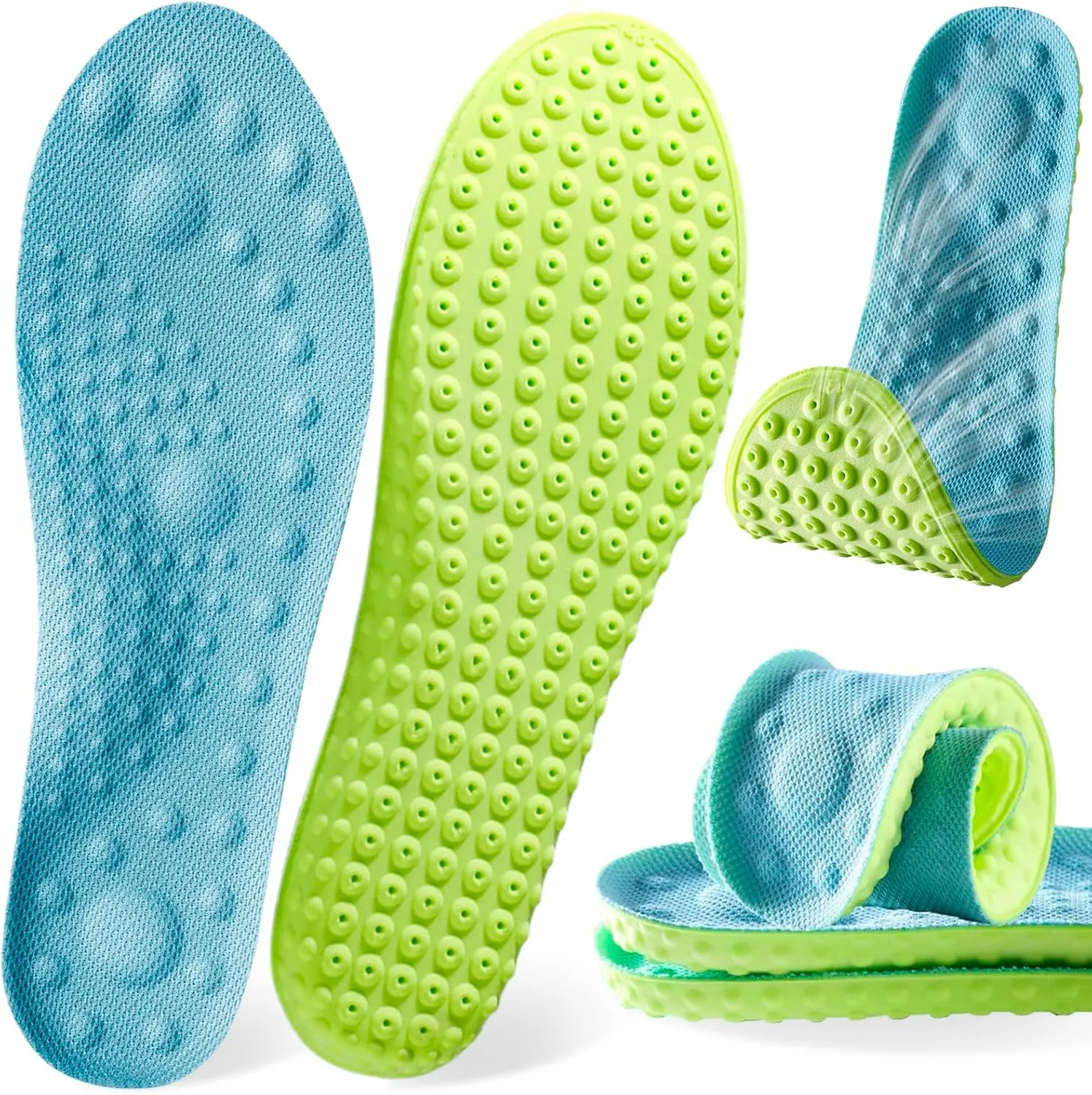 4D Cloud Soles Insoles for Men and Women,Soft Shock Absorption Massage Insoles -Comfort Sports Shoe Inserts Arch Support Insoles, Work Boot Shoe Insole (Blue, XL Men 11~12 /Women 12.5)