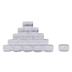 50 Pieces 10 Gram 10ml Empty Plastic Cosmetic Containers Clear Round Sample Pot Jar Screw Cap Lid for Nail Powder Lip Balm Eyeshadow Cream Lotions-BPA Free Travel Makeup Samples Storage