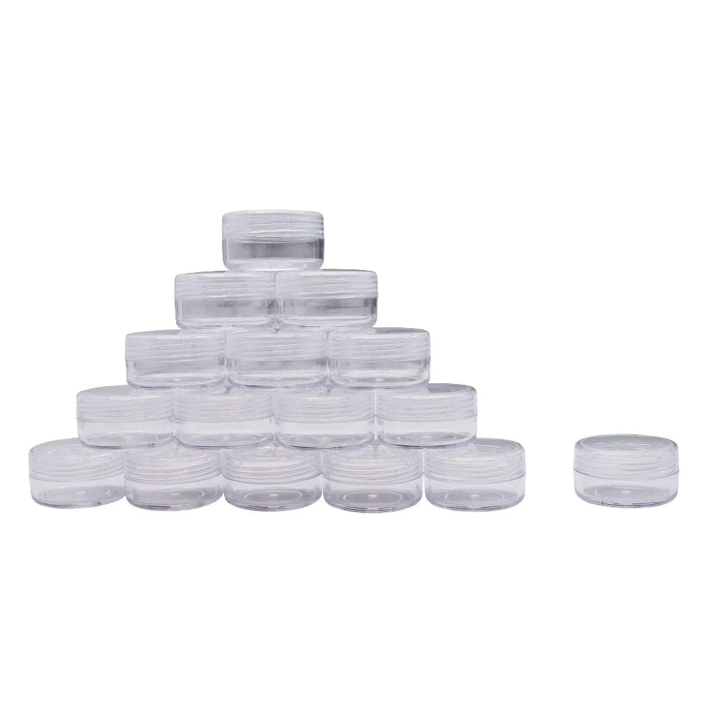 50 Pieces 10 Gram 10ml Empty Plastic Cosmetic Containers Clear Round Sample Pot Jar Screw Cap Lid for Nail Powder Lip Balm Eyeshadow Cream Lotions-BPA Free Travel Makeup Samples Storage