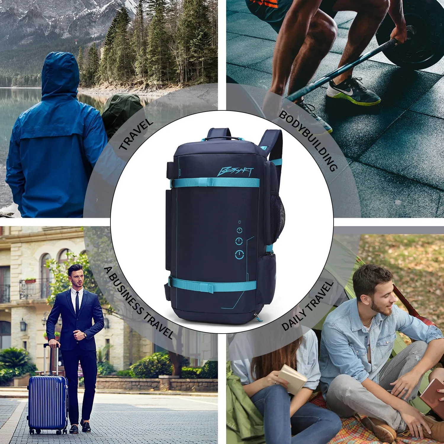 50L Extra Large Gym Backpack for Men, Big Gym Bag with Shoes Compartment, Waterproof Heavy Duty Duffel Bags, Men's Workout Backpacks for Outdoor Sport,Hiking,Camping,Travel