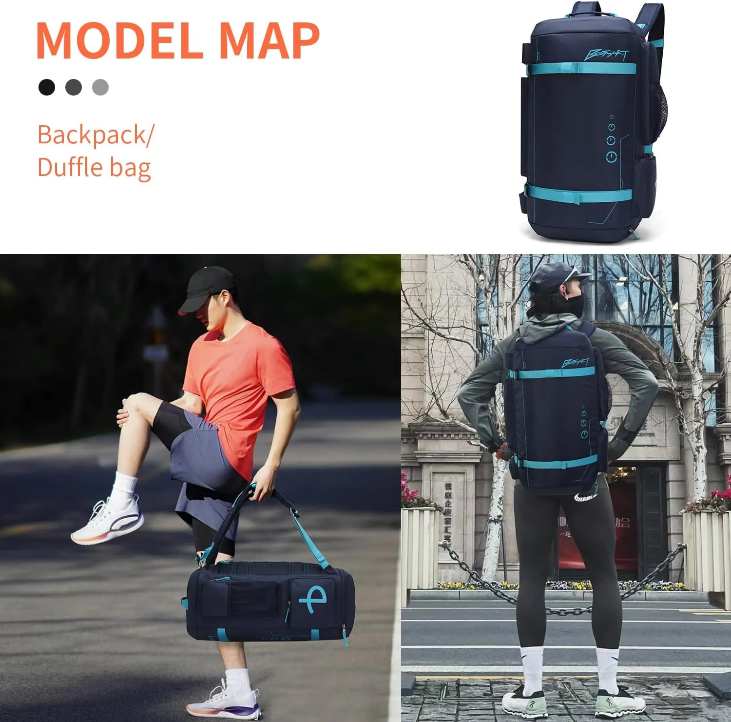50L Extra Large Gym Backpack for Men, Big Gym Bag with Shoes Compartment, Waterproof Heavy Duty Duffel Bags, Men's Workout Backpacks for Outdoor Sport,Hiking,Camping,Travel
