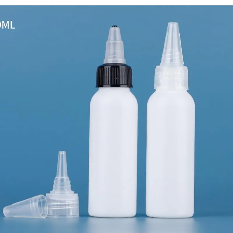 50Pcs/lots Plastic HDPE Squeeze Bottles with Twist Top Squirt Cap Travel Dispensing Containers For Cosmetic Cream Paint Art Glue Ink Liquid Soap Lotion Oils (30ml,White Twist cap)