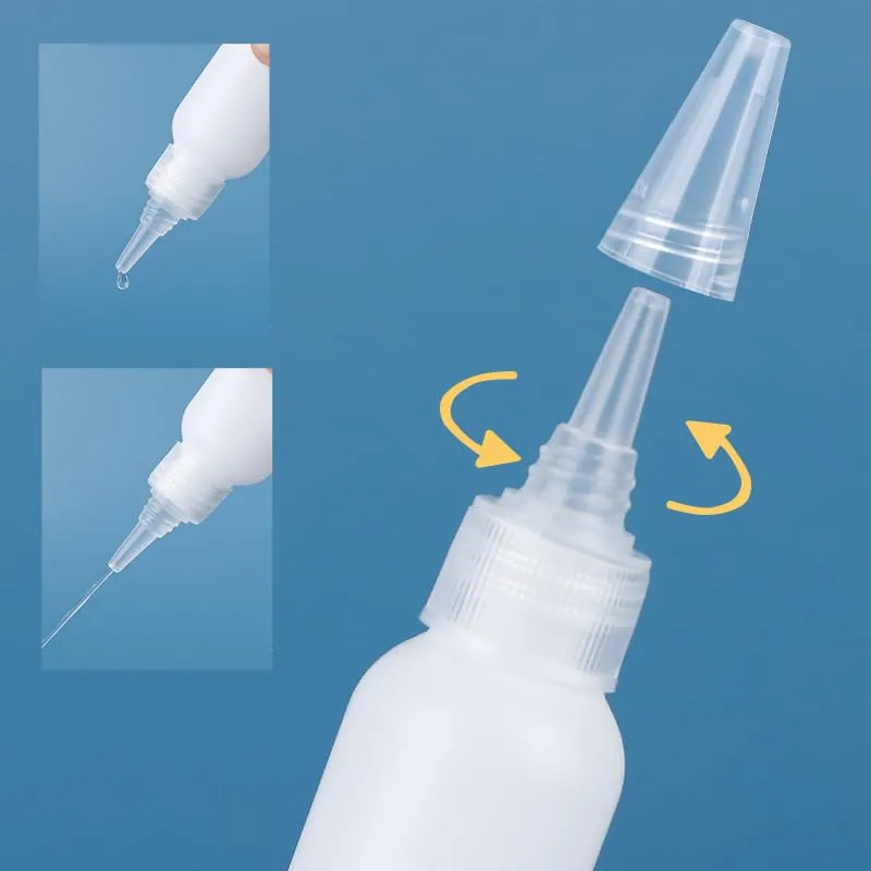 50Pcs/lots Plastic HDPE Squeeze Bottles with Twist Top Squirt Cap Travel Dispensing Containers For Cosmetic Cream Paint Art Glue Ink Liquid Soap Lotion Oils (30ml,White Twist cap)