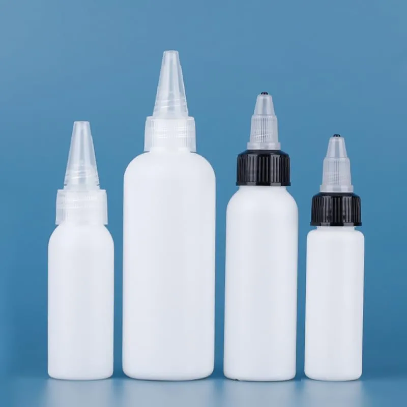 50Pcs/lots Plastic HDPE Squeeze Bottles with Twist Top Squirt Cap Travel Dispensing Containers For Cosmetic Cream Paint Art Glue Ink Liquid Soap Lotion Oils (30ml,White Twist cap)