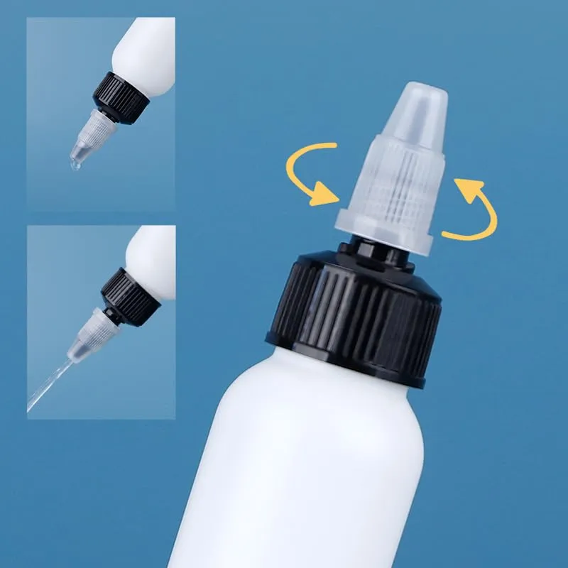 50Pcs/lots Plastic HDPE Squeeze Bottles with Twist Top Squirt Cap Travel Dispensing Containers For Cosmetic Cream Paint Art Glue Ink Liquid Soap Lotion Oils (30ml,White Twist cap)