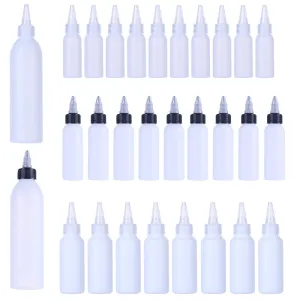50Pcs/lots Plastic HDPE Squeeze Bottles with Twist Top Squirt Cap Travel Dispensing Containers For Cosmetic Cream Paint Art Glue Ink Liquid Soap Lotion Oils (30ml,White Twist cap)