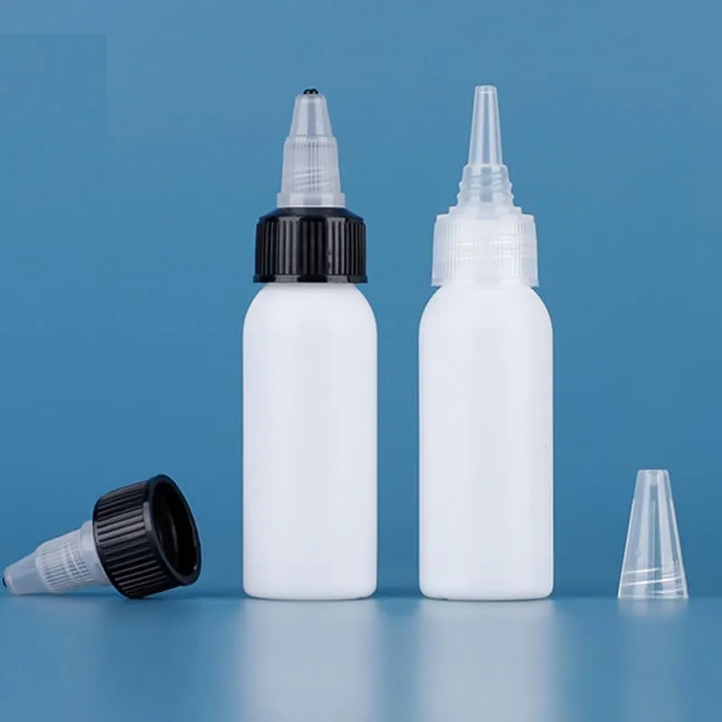 50Pcs/lots Plastic HDPE Squeeze Bottles with Twist Top Squirt Cap Travel Dispensing Containers For Cosmetic Cream Paint Art Glue Ink Liquid Soap Lotion Oils (30ml,White Twist cap)