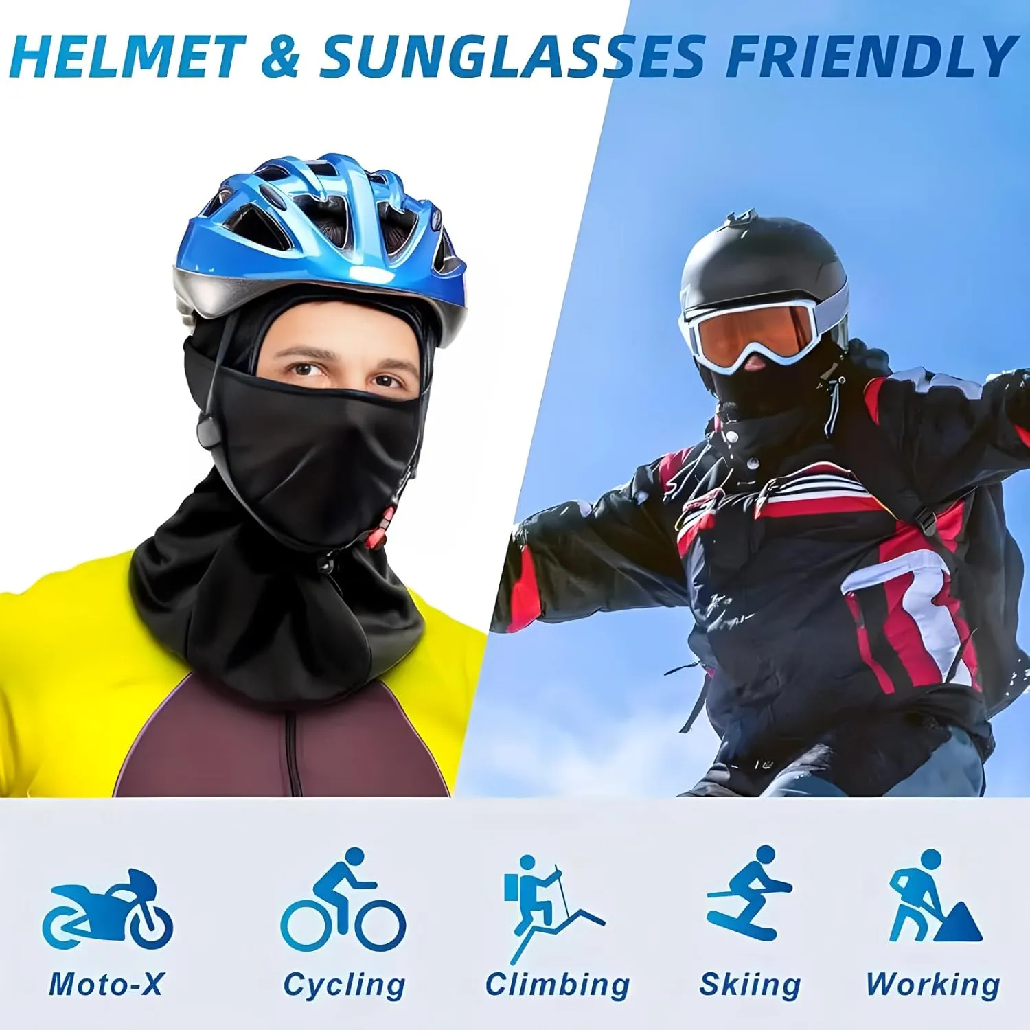 6 Packs Ski Mask Sun UV Protection Hood Breathable, Balaclava Face Mask for Men Women - Motorcycle Fish