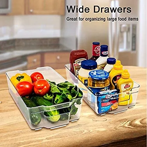 6 Piece Refrigerator and Freezer Stackable Storage Organizer Bins with Handles