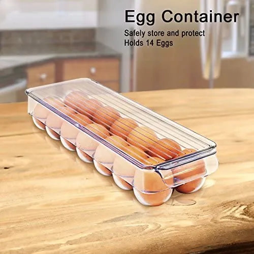 6 Piece Refrigerator and Freezer Stackable Storage Organizer Bins with Handles