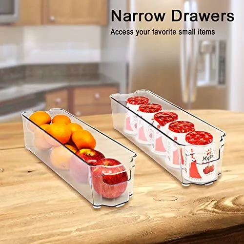 6 Piece Refrigerator and Freezer Stackable Storage Organizer Bins with Handles