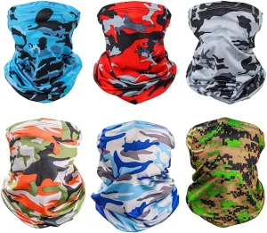 6 Pieces Sun UV Protection Face Mask Neck Gaiter Windproof Scarf Sunscreen Breathable Bandana Balaclava for Sport Outdoor
