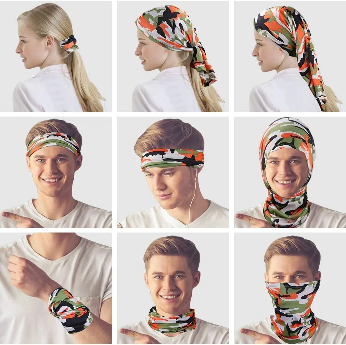 6 Pieces Sun UV Protection Face Mask Neck Gaiter Windproof Scarf Sunscreen Breathable Bandana Balaclava for Sport Outdoor
