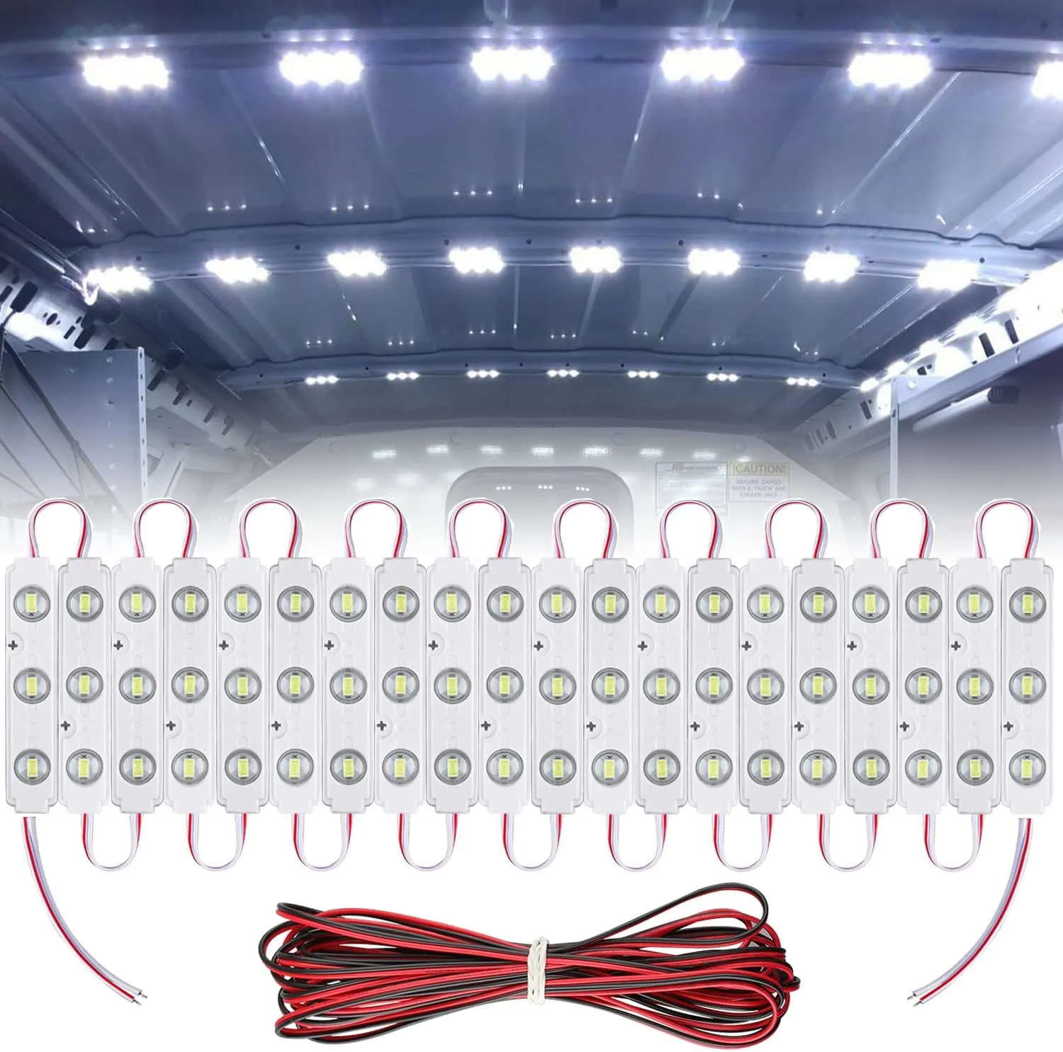 60 LED Van Interior Light, White Car LED Ceiling Lights Kit, Super Bright Lighting Dome Lamp for Van RV Truck Auto Vehicle Boat Caravan Trailers Lorries Cargo Transit Bus Camper (20 modules)