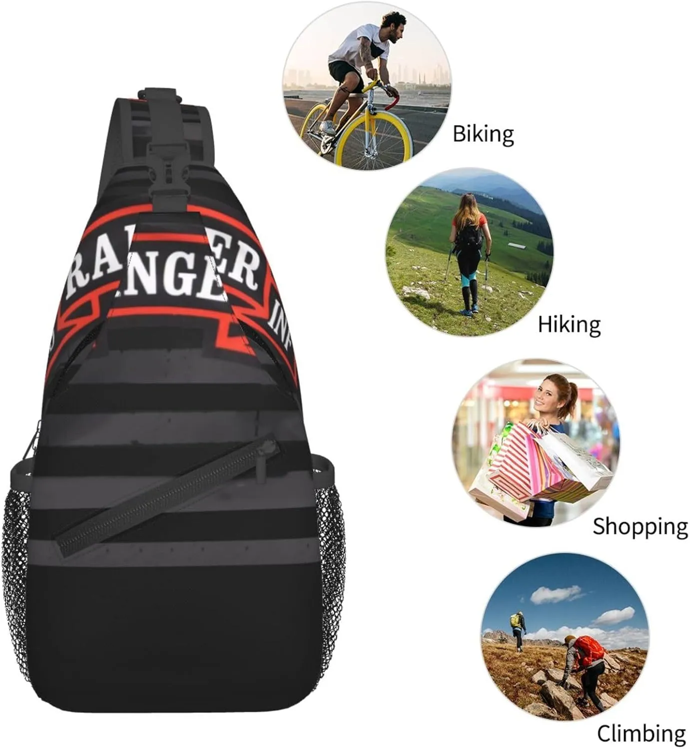 75 Inf Ranger Regiment Tab Us Crossbody Backpack Dachshunds Dog Chest Bag Lightweight One Strap Backpack Multipurpose Travel Hiking For Men Women