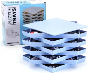 8 Sorting Trays With Lid 8x8 Premium Puzzle Trays for Lovers Up to 1000-1500 Pieces, Convenient Tool (Blue)