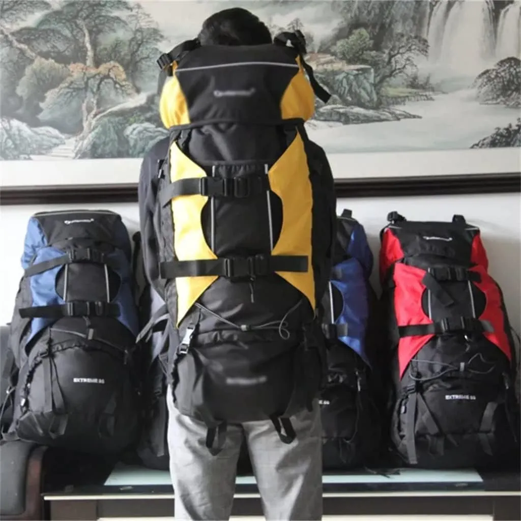 80L Multifunctional Outdoor Bag Large Capacity Backpack with Rain Cover Travel Backpack Mountaineering Travel Bag(C)