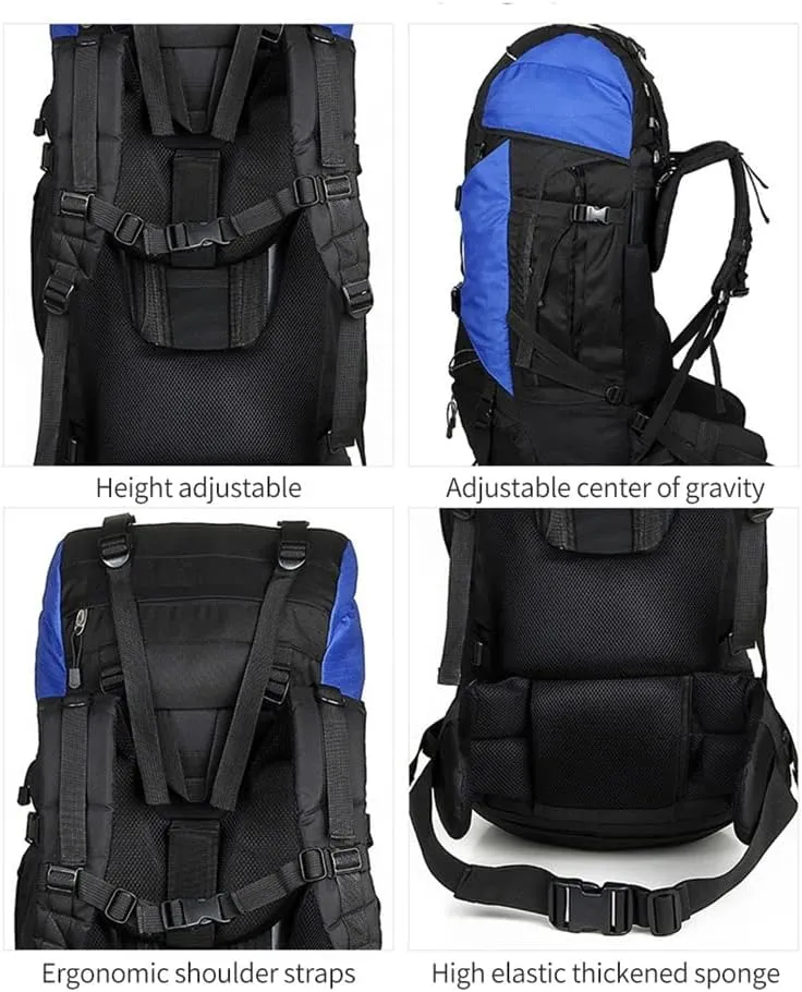 80L Multifunctional Outdoor Bag Large Capacity Backpack with Rain Cover Travel Backpack Mountaineering Travel Bag(C)