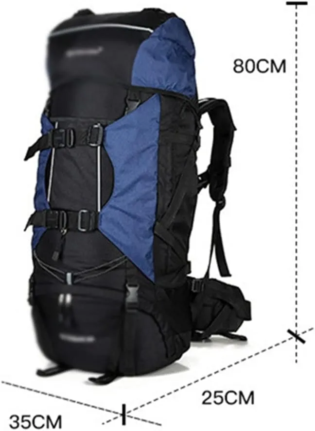 80L Multifunctional Outdoor Bag Large Capacity Backpack with Rain Cover Travel Backpack Mountaineering Travel Bag(C)